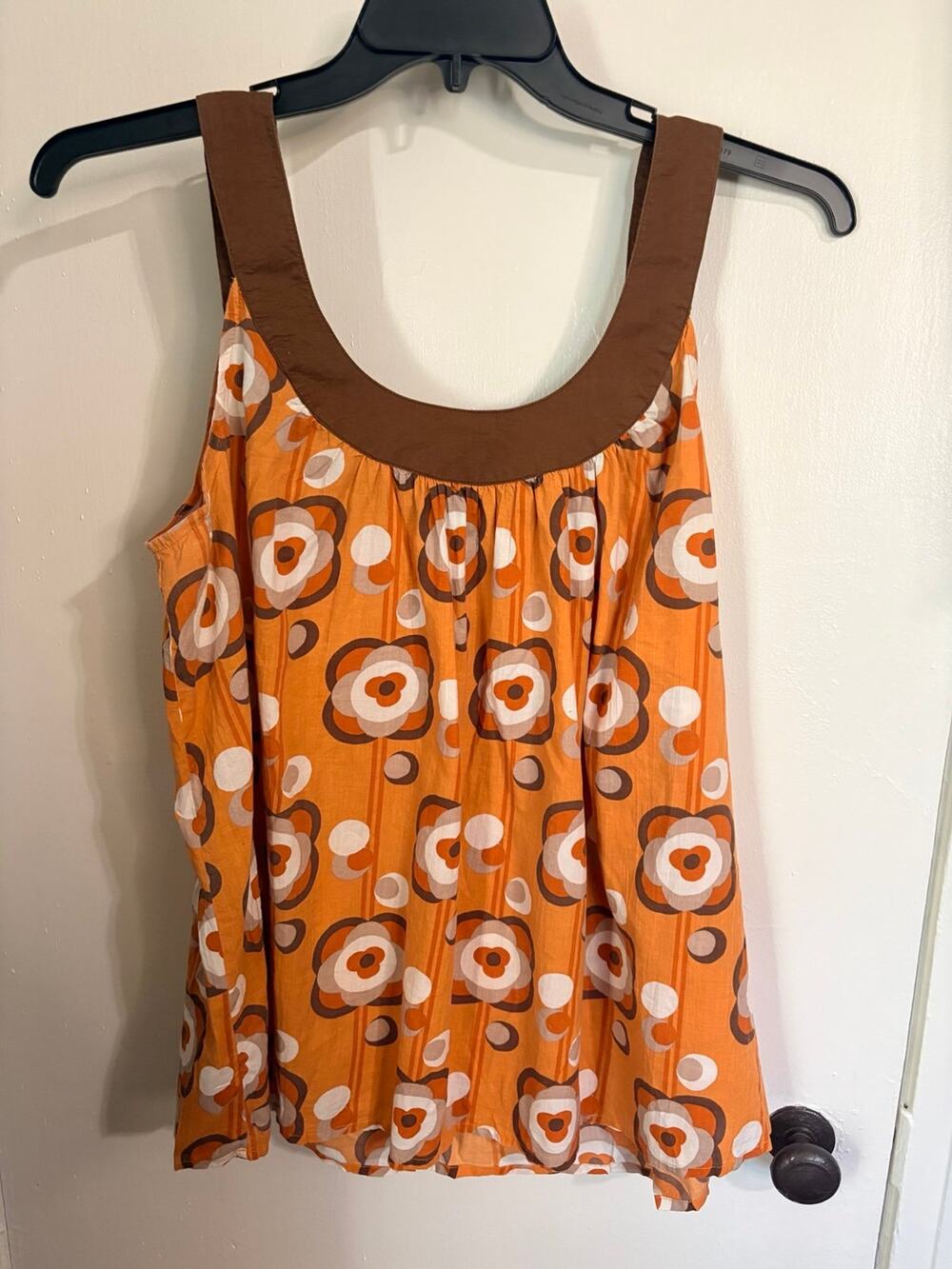 Cato Womens XL Sleeveless Blouse Orange Retro Flora